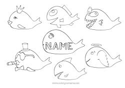 Free colouring Animal Fish April Fool's Day Intermediate colouring sheets Marine or aquatic animals