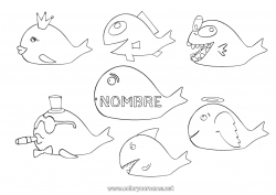 Dibujo libre Animales Pescado Día de los Inocentes Dibujos intermedios para colorear Animales marinos o acuáticos