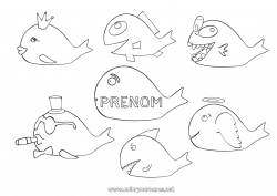 Dessin gratuit Animal Poisson Poisson d'avril Coloriages intermédiaires Animaux marins ou aquatique