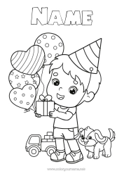 Free colouring Birthday Balloons Boy