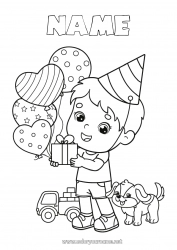 Free coloring Birthday Balloons Boy