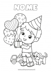 Disegno gratuito Compleanno Palloncini Ragazzo
