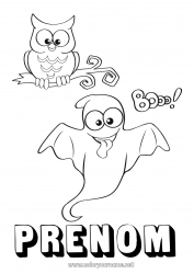 Dessin gratuit Fantôme Halloween Chouette, Hibou Oiseaux et mammifères volants