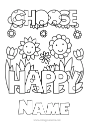 Free colouring Flowers Positive