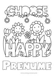 Pagină de colorat gratuită Flori Pozitiv