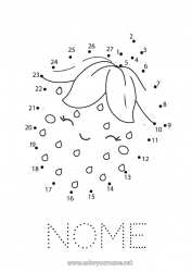 Desenho grátis Fofo Kawaii Atividades para Crianças Ligando os Pontos Frutas Morango Ligue os Números