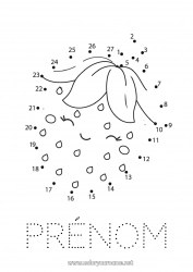 Coloriage gratuit Mignon Kawaii Activités enfants Points à relier Fruits Fraise Nombres à Relier