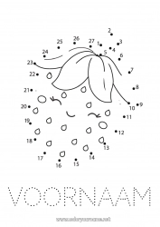 Gratis kleurplaat Schattig Kawaii Activiteiten voor Kinderen Van punt naar punt Fruit Aardbei Verbind de Getallen