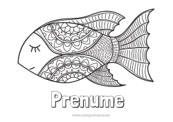 Pagină de colorat gratuită Mandala Animal Pește Păcăleală de 1 aprilie Animale marine sau acvatice