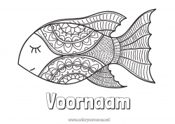 Gratis tekening Mandala Dier Vis 1 april Zeedieren