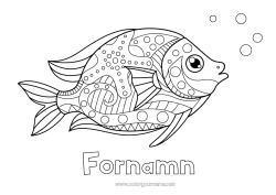 Gratis färgläggning Lugn och zen Sommar Djur Fisk Aprilskämt Zentangle Marina djur eller vattenlevande djur