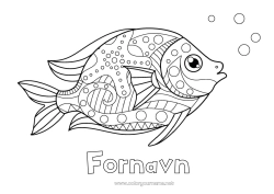 Gratis fargelegging Rolig og zen Sommer Dyr Fisk Aprilspøk Zentangle Marin eller akvatisk dyr