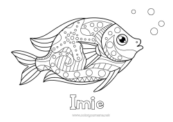 Kolorowanka za darmo Spokojny i zen Lato Zwierzę Ryba Prima aprilis Zentangle Zwierzęta morskie lub wodne