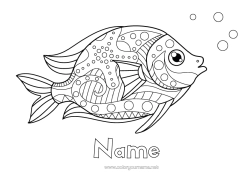 Free colouring Calm and zen Summer Animal Fish April Fool's Day Zentangle Marine or aquatic animals