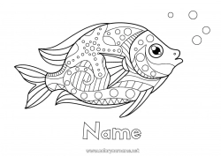 Free coloring Calm and zen Summer Animal Fish April Fools' Day Zentangle Marine or aquatic animals