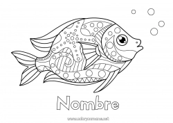 Colorear gratis Calma y zen Verano Animales Pescado Día de los Inocentes Zentangle Animales marinos o acuáticos