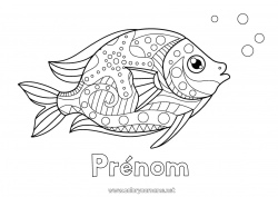 Coloriage gratuit Calme et zen Été Animal Poisson Poisson d'avril Zentangle Animaux marins ou aquatique