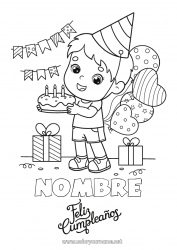 Dibujo libre Tarta Regalos Cumpleaños Globos Chico Dibujos intermedios para colorear Mensaje de feliz cumpleaños (inglés)