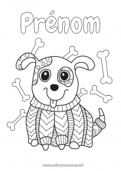 Dessin gratuit Hiver Chien Animal Coloriages intermédiaires Chiens et chats Pull over