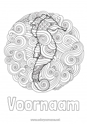 Gratis kleurplaat Mandala Zee Dier Zeepaardje Complex Kleurplaten Zeedieren Golven