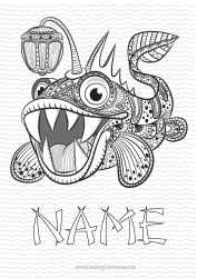 Free colouring Monster Sea Animal Fish Marine or aquatic animals