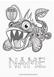 Free coloring Monster Sea Animal Fish Marine or aquatic animals