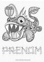 Coloriage gratuit Monstre Mer Animal Poisson Animaux marins ou aquatique