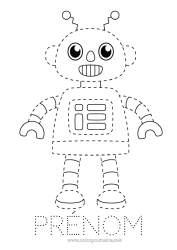 Coloriage gratuit Robot Activités enfants Points à relier Coloriages faciles Trace et colorie