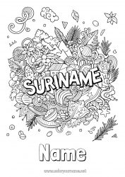 Free drawing Geography Symbols Complex coloring pages Country Suriname