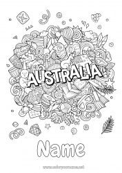 Free drawing Geography Symbols Complex coloring pages Country Australia