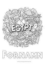 Färgläggningssida att anpassa Geografi Egypten Symboler Komplexa målarbilder Land Farao Historia