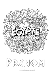 Coloriage à personnaliser Géographie Égypte Symboles Coloriages complexes Pays Pharaon Histoire