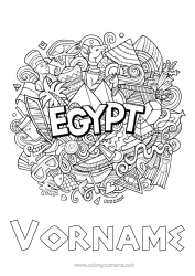 Kostenlose Malvorlage Geografie Ägypten Symbole Komplexe Ausmalbilder Land Pharao Geschichte