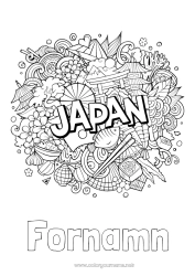 Gratis teckning Geografi Japan Symboler Komplexa målarbilder Land Sushi Ramen