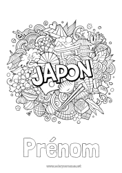 Coloriage à personnaliser Géographie Japon Symboles Coloriages complexes Pays Sushis