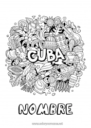 Dibujo libre Geografía Simbolos Dibujos complejos para colorear País Cuba Maracas Instrumentos de música