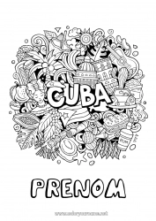 Dessin gratuit Géographie Symboles Coloriages complexes Pays Cuba Maracas Instruments de musique