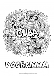 Gratis tekening Geografie Symbolen Complex Kleurplaten Land Cuba Maracas Muziekinstrumenten