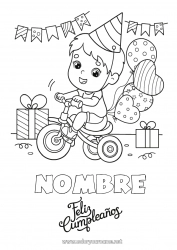 Dibujo libre Regalos Cumpleaños Globos Fiesta Chico Dibujos intermedios para colorear Bicicleta Mensaje de feliz cumpleaños (inglés) Vehículos de dos ruedas