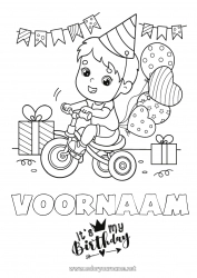 Gratis tekening Cadeaus Verjaardag Ballonnen Feest Jongen Intermediaire kleurplaten Fiets Verjaardag (Frans) Bericht Tweewielers