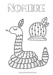 Colorear gratis Animales Serpiente Cactus Reptiles