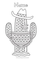 Free colouring United States of America Cactus Mexico Country Wild West Sheriff
