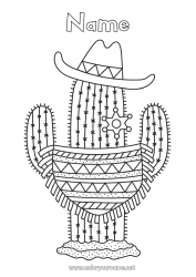 Free coloring USA Cactus Mexico Country Far West