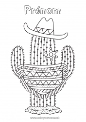 Coloriage gratuit USA Cactus Mexique Pays Far West