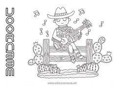 Gratis tekening VS Muziek Cactus Cowboy Verre Westen Muziekfestival