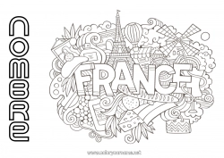 Colorear para personalizar Geografía Francia Simbolos País 14 de julio