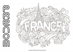 Coloriage gratuit Géographie France Symboles Pays 14 juillet