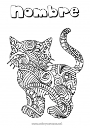 Dibujo libre Calma y zen Cat Mandala Animales Zentangle Perros y gatos