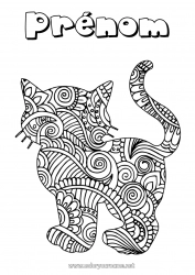 Coloriage gratuit Calme et zen Chat Mandala Animal Zentangle Chiens et chats