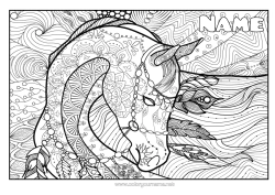 Free colouring Calm and zen Art Mandala Horse Animal Complex colouring pages Farm animals